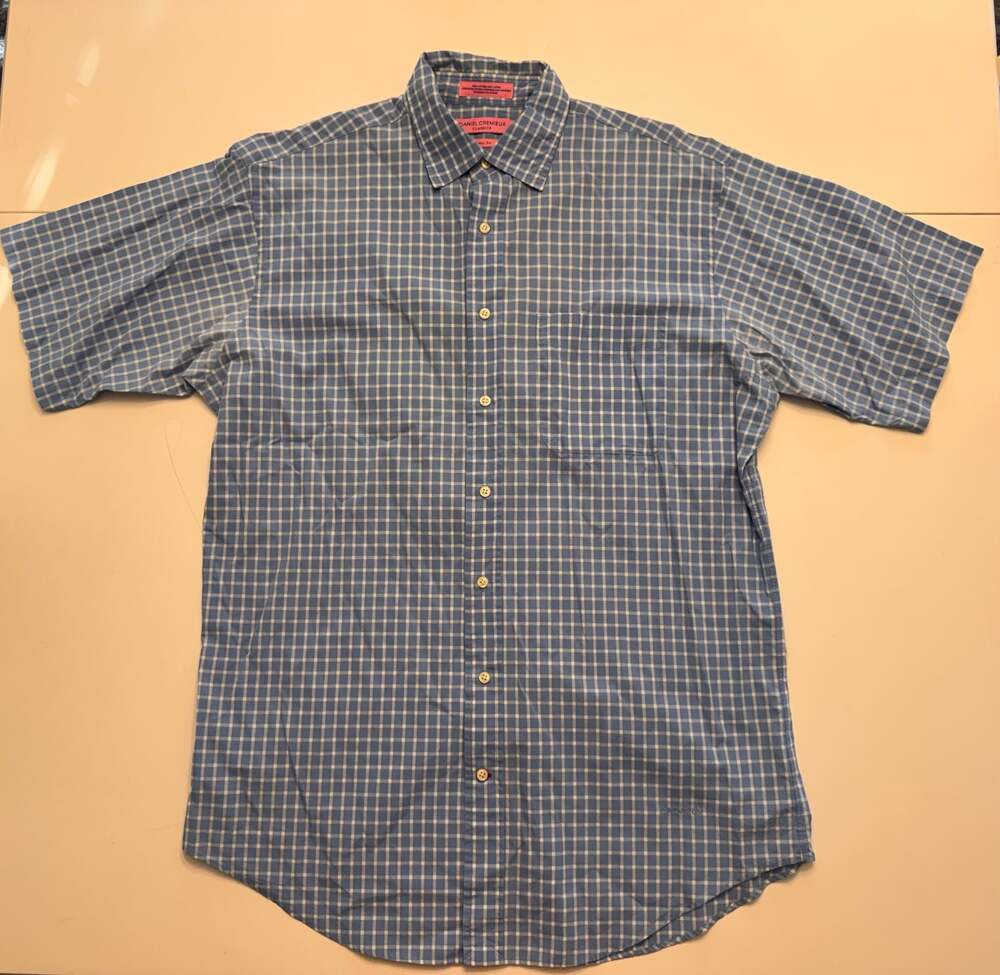 Daniel Cremieux Classics Men's Blue and White Checkered Short Sleeve Button Down